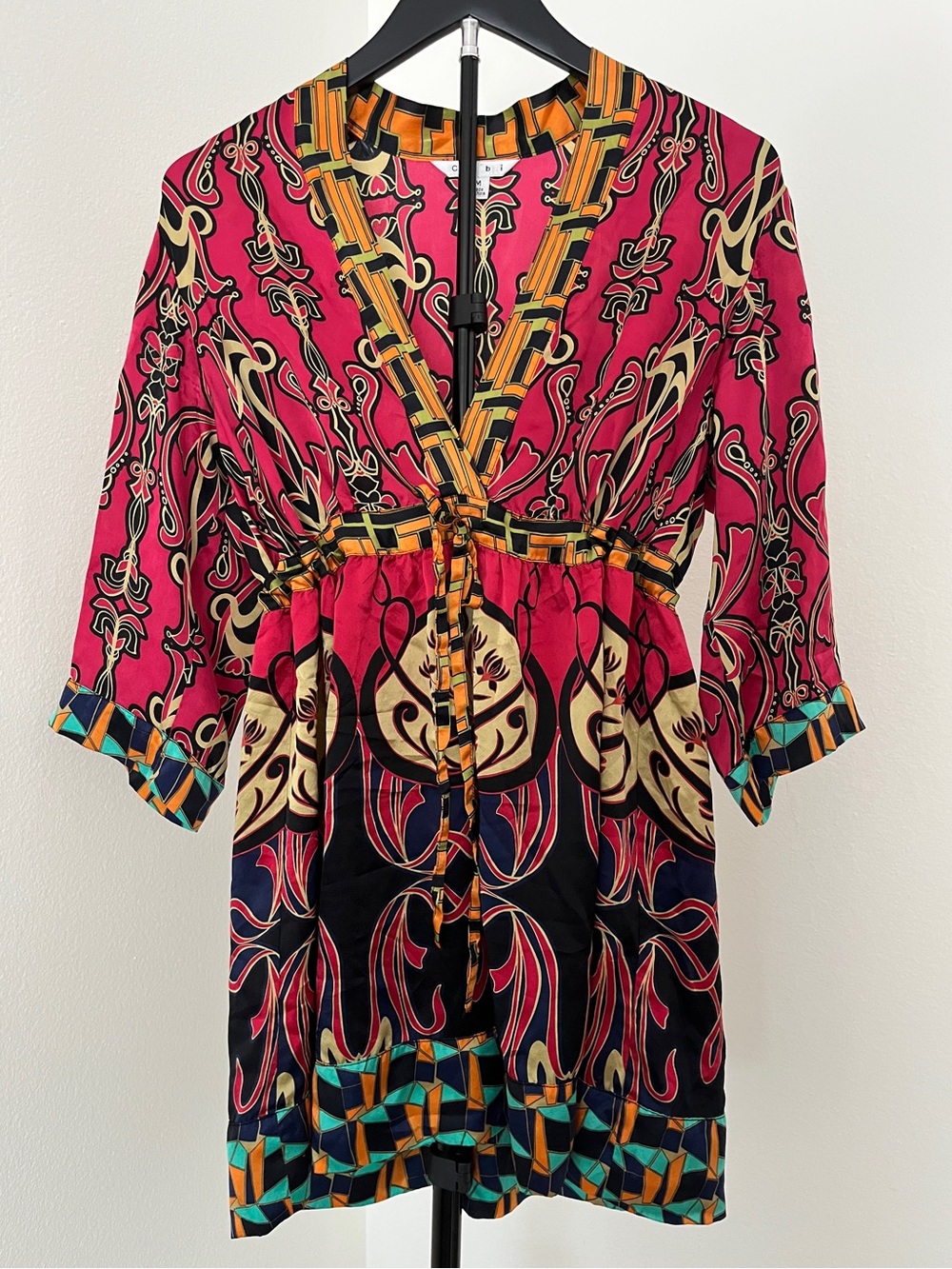 🩷 Cabi 100% Silk Printed Tunic Top | Medium | Boho Chic